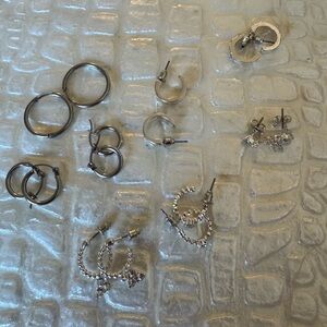 8 pair Chic Silver Earring Collection